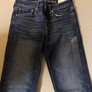 American Eagle Outfitters Men's Dark Blue Straight Jeans